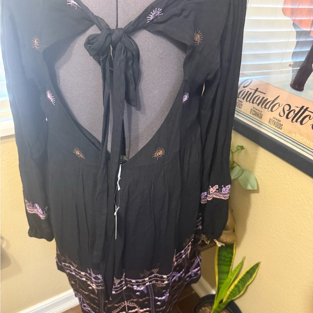 Free People Black and Purple Mini Dress - Picture 2 of 6
